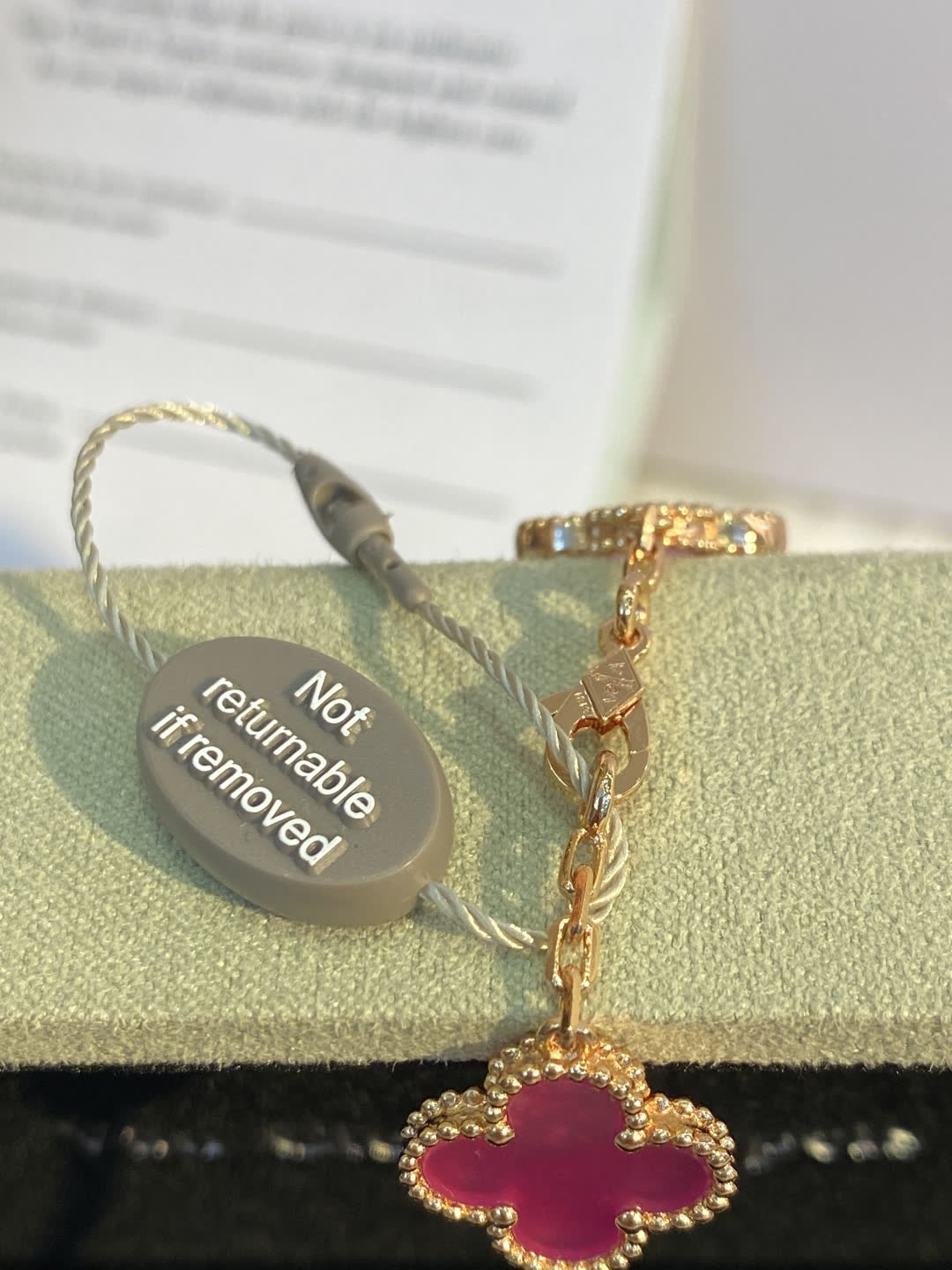 Van Cleef & Arpels Alhambra Pink Enamel Gold Necklace